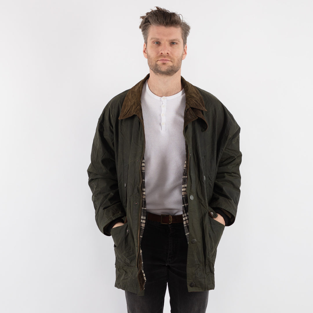 Vintage 70's Men Waxed Canvas Jacket in Green - NorthernGrip