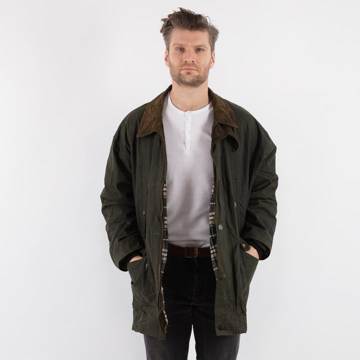 Vintage 70's Men Waxed Canvas Jacket in Green - NorthernGrip