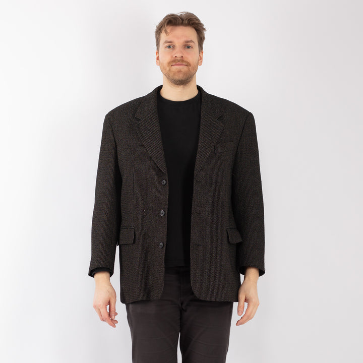 Vintage 70's Men Wool Blazer Jacket in GrayZ1308