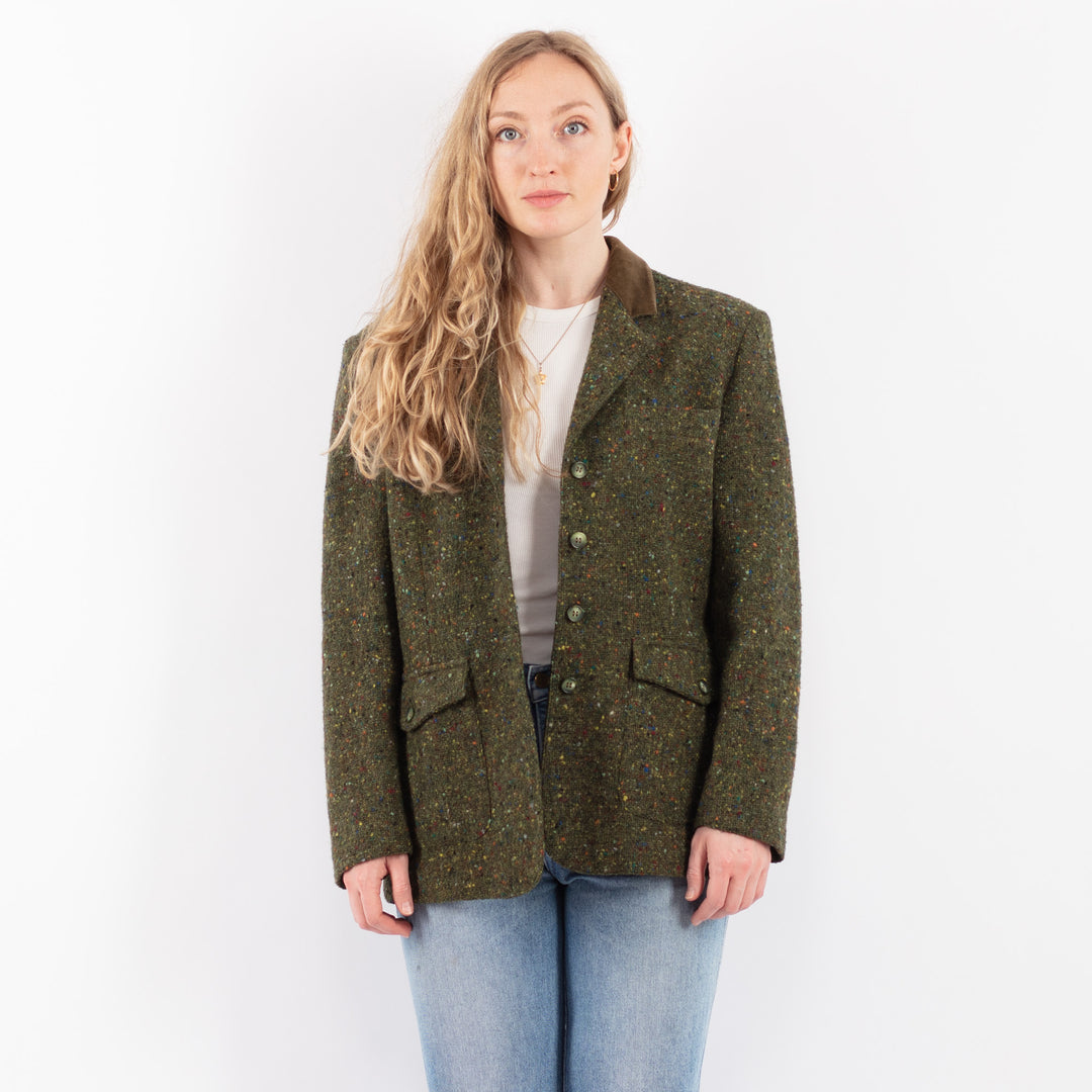 Vintage 80's Women Harris Wool Jacket in GreenV9518