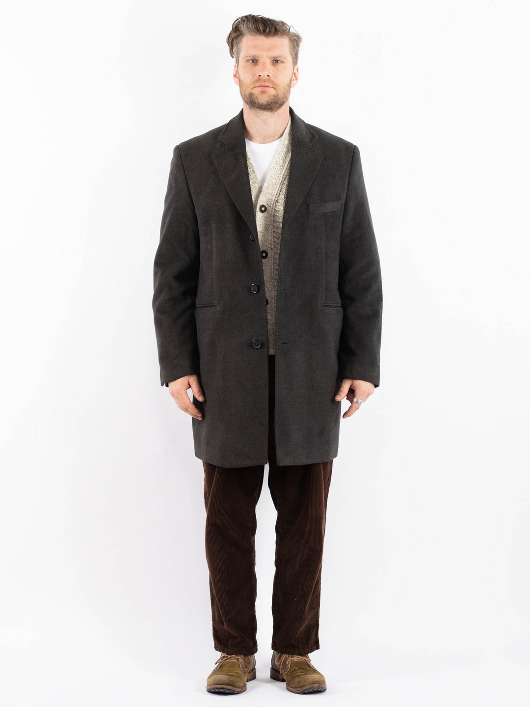 Vintage 00's Men Polyester Blend Coat in GrayZ1609