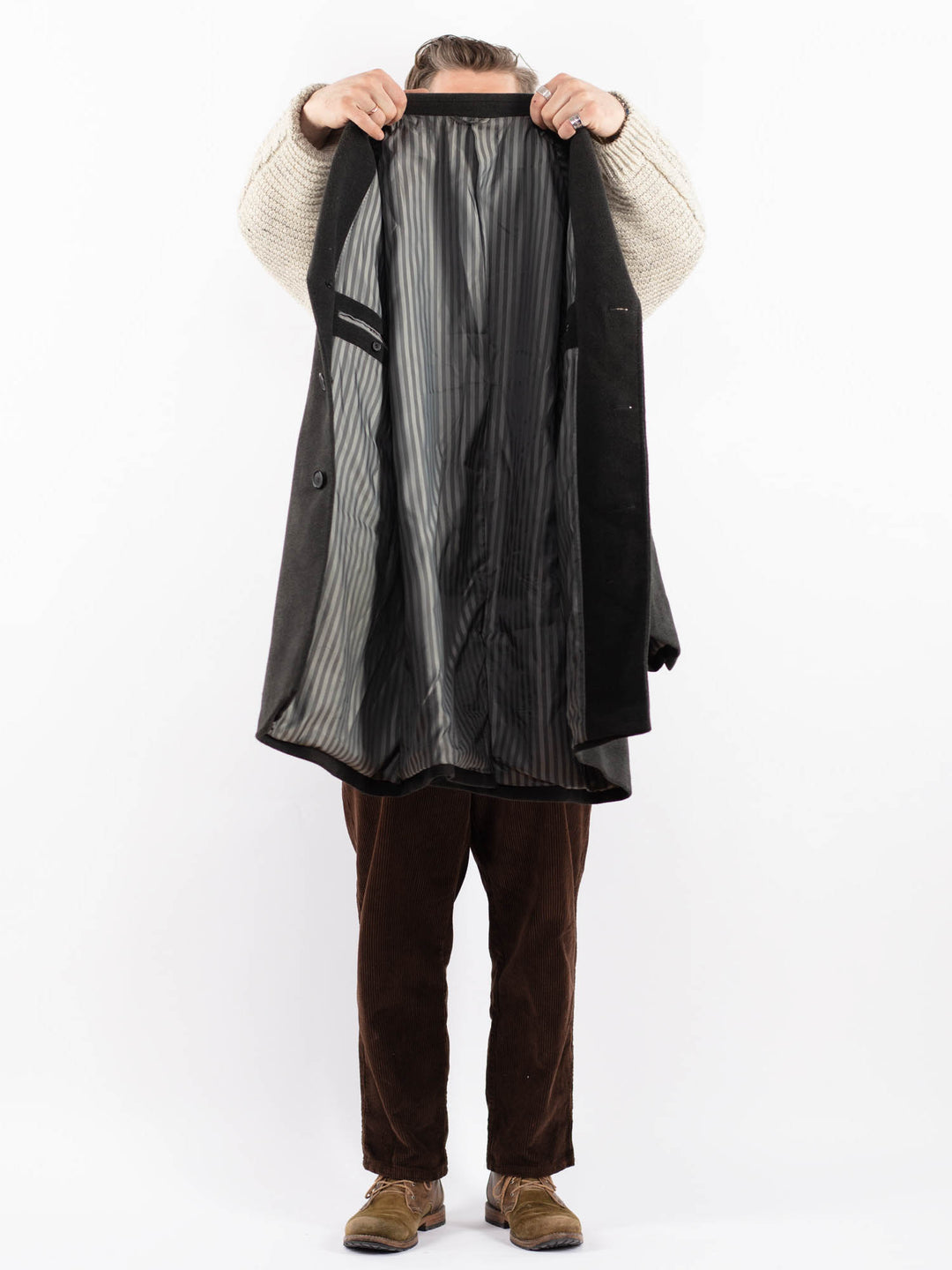 Vintage 00's Men Polyester Blend Coat in GrayZ1609