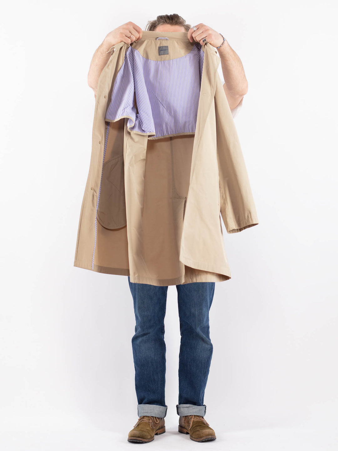 Vintage 00's Men Mac Coat in BeigeZ1501