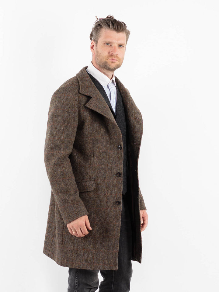 Vintage 00's Men Harris Tweed Coat in BrownZ1731