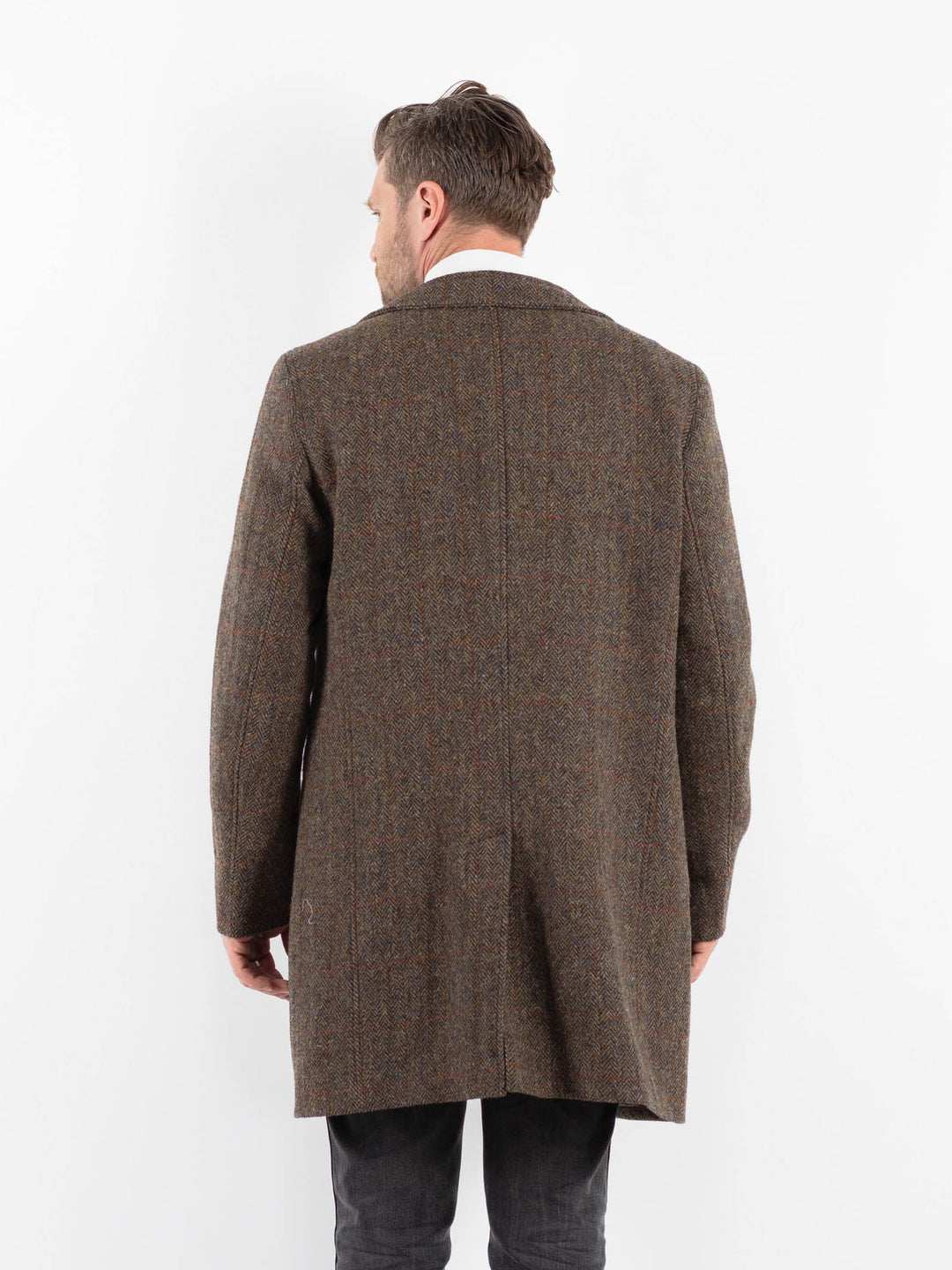 Vintage 00's Men Harris Tweed Coat in BrownZ1731