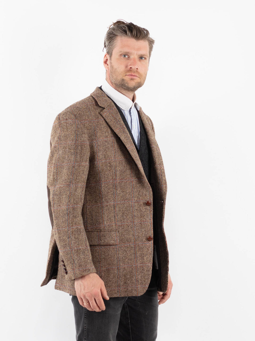 Vintage 00's Men Harris Tweed Jacket in BeigeZ1732