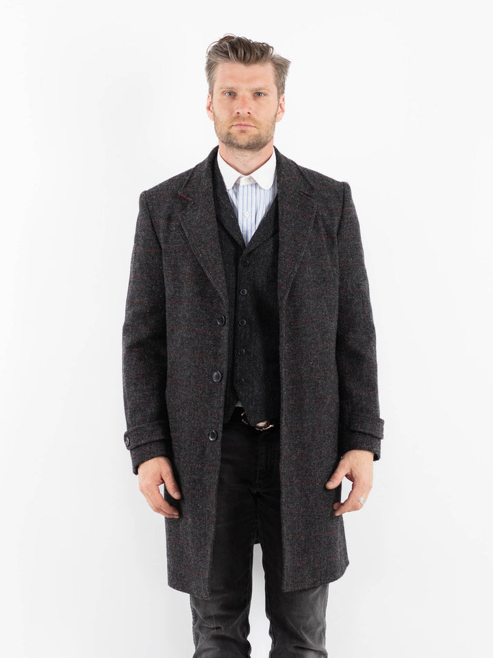 Vintage 00's Men Harris Tweed Coat in GrayZ1733