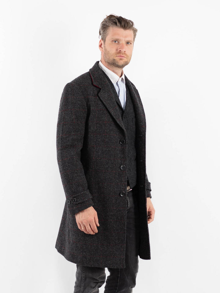 Vintage 00's Men Harris Tweed Coat in GrayZ1733