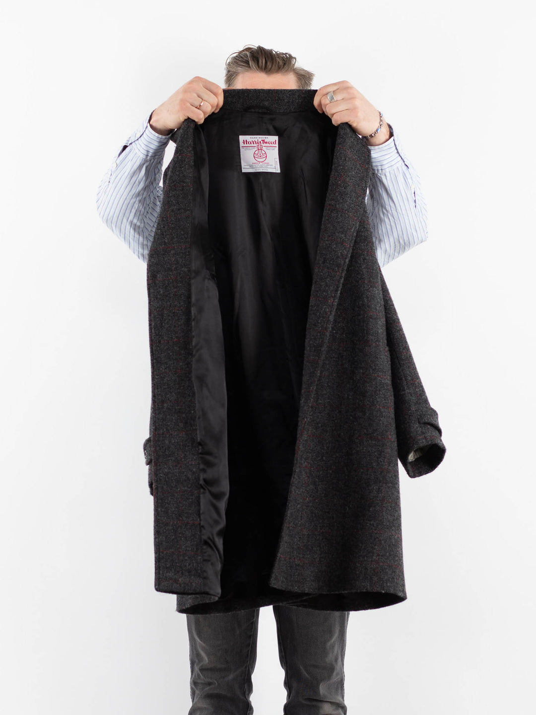 Vintage 00's Men Harris Tweed Coat in GrayZ1733