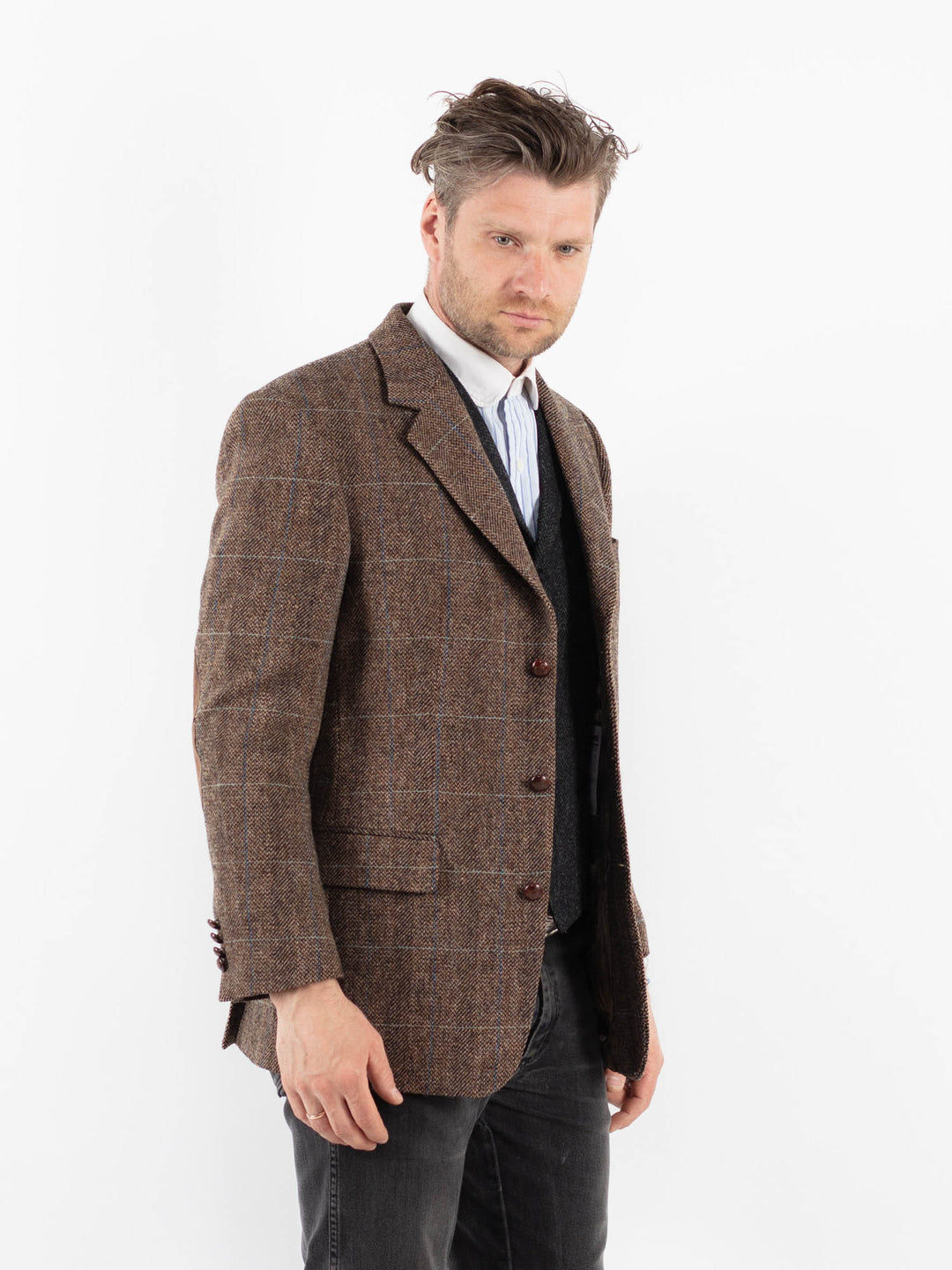 Vintage 00's Men Harris Tweed Jacket in BrownZ1715