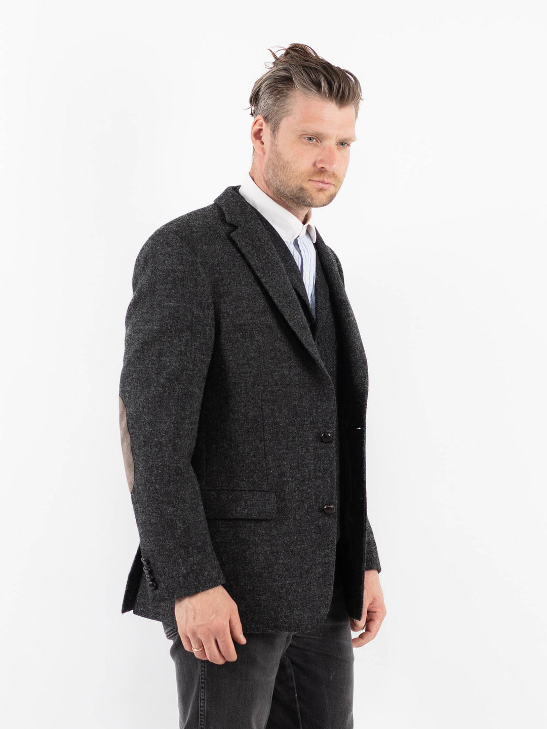 Vintage 00's Men Harris Tweed Jacket in GrayZ1727