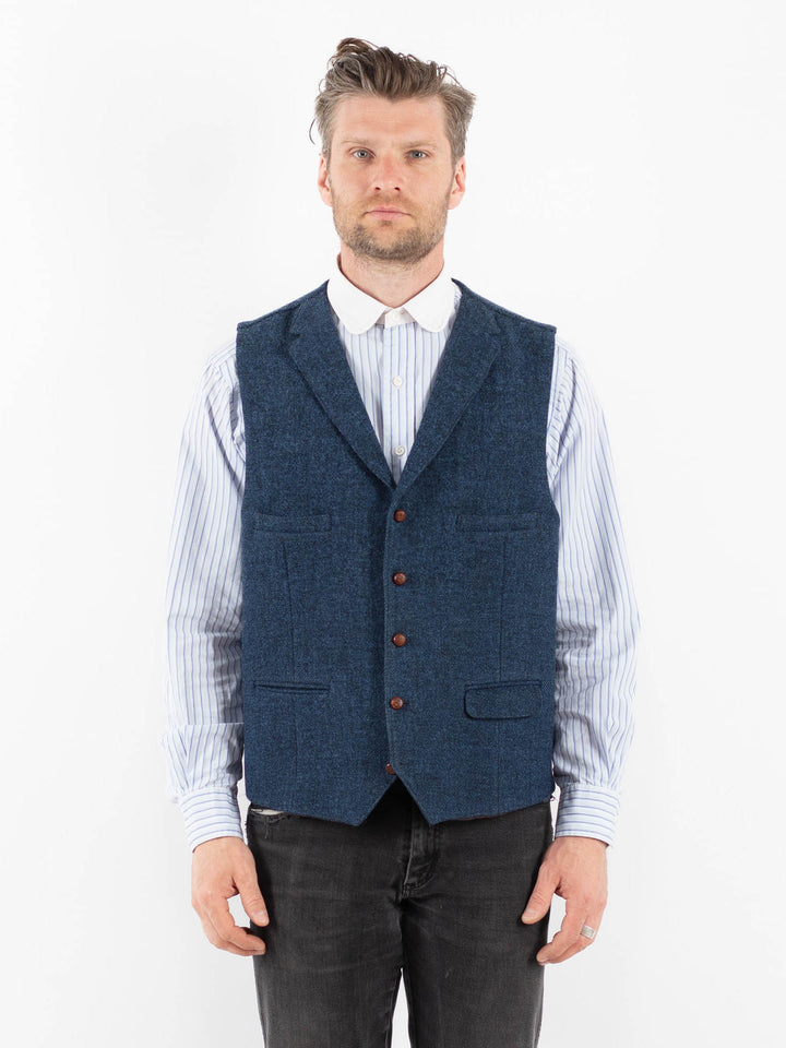 Vintage 00's Men Tweed Vest in BlueZ1713