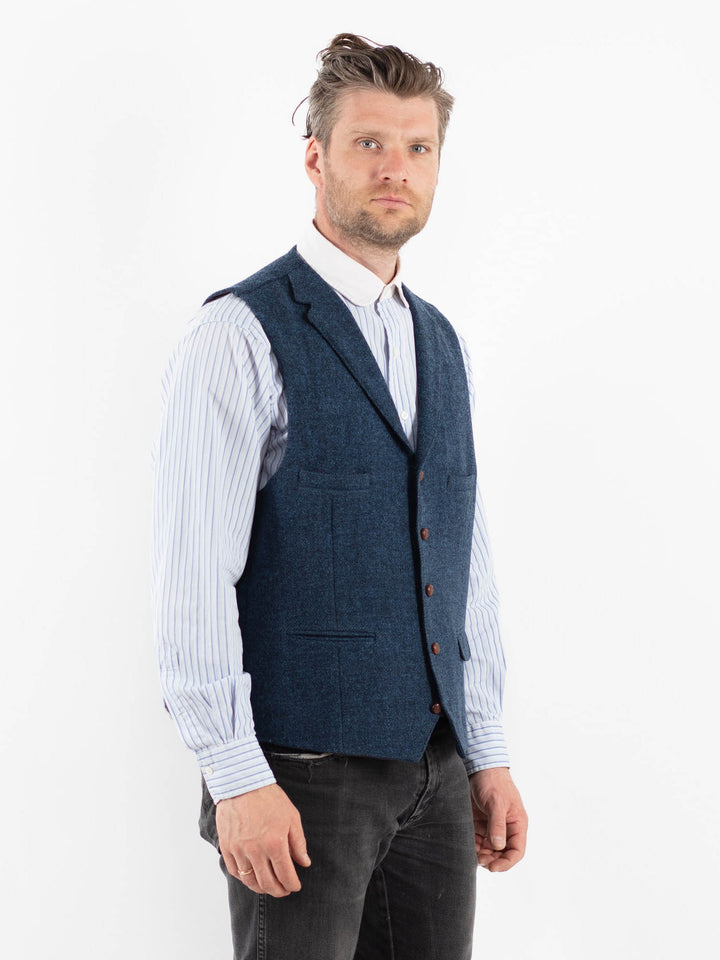 Vintage 00's Men Tweed Vest in BlueZ1713