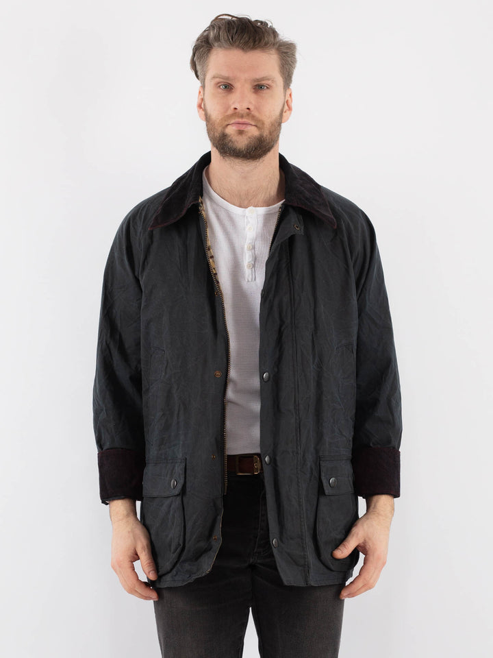 Vintage 00's Men Waxed Canvas Jacket in BlueZ899