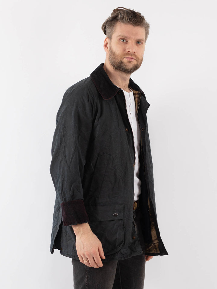 Vintage 00's Men Waxed Canvas Jacket in BlueZ899