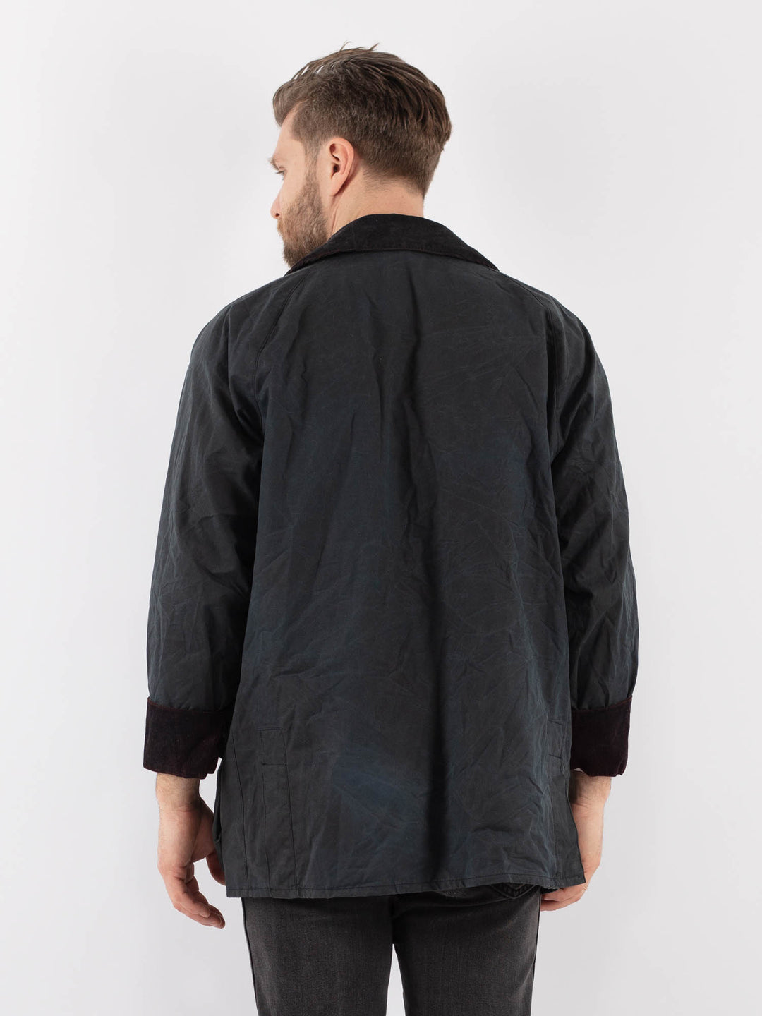 Vintage 00's Men Waxed Canvas Jacket in BlueZ899