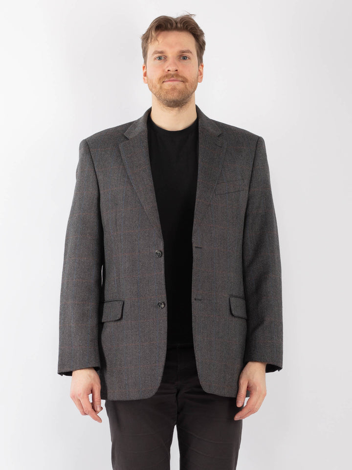 Vintage 00's Men Wool Blazer Jacket in GrayZ1297