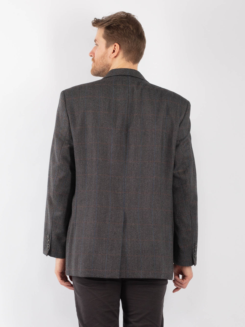 Vintage 00's Men Wool Blazer Jacket in GrayZ1297