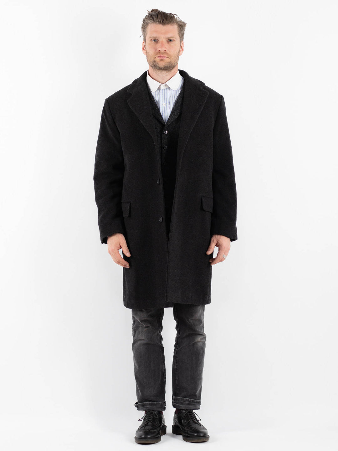 Vintage 00's Men Wool Blend Coat in GrayZ1751