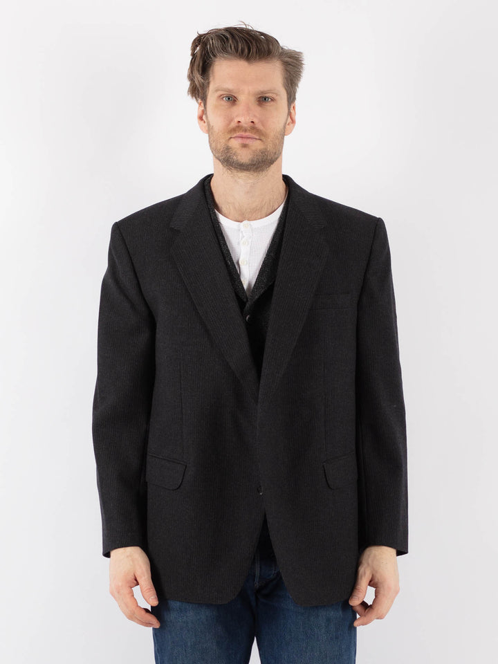 Vintage 70's Men Wool Blazer Jacket in GrayZ1190