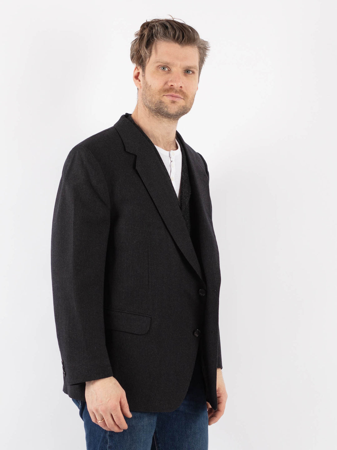 Vintage 70's Men Wool Blazer Jacket in GrayZ1190