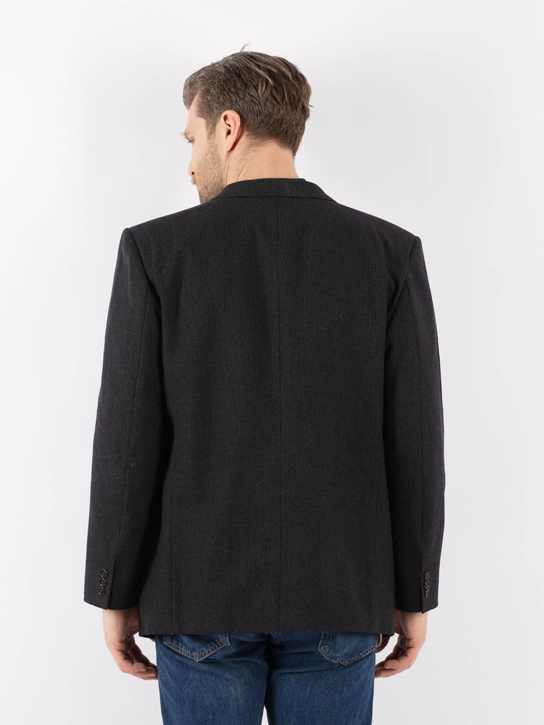 Vintage 70's Men Wool Blazer Jacket in GrayZ1190