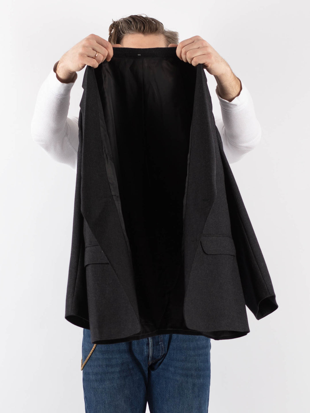 Vintage 70's Men Wool Blazer Jacket in GrayZ1190