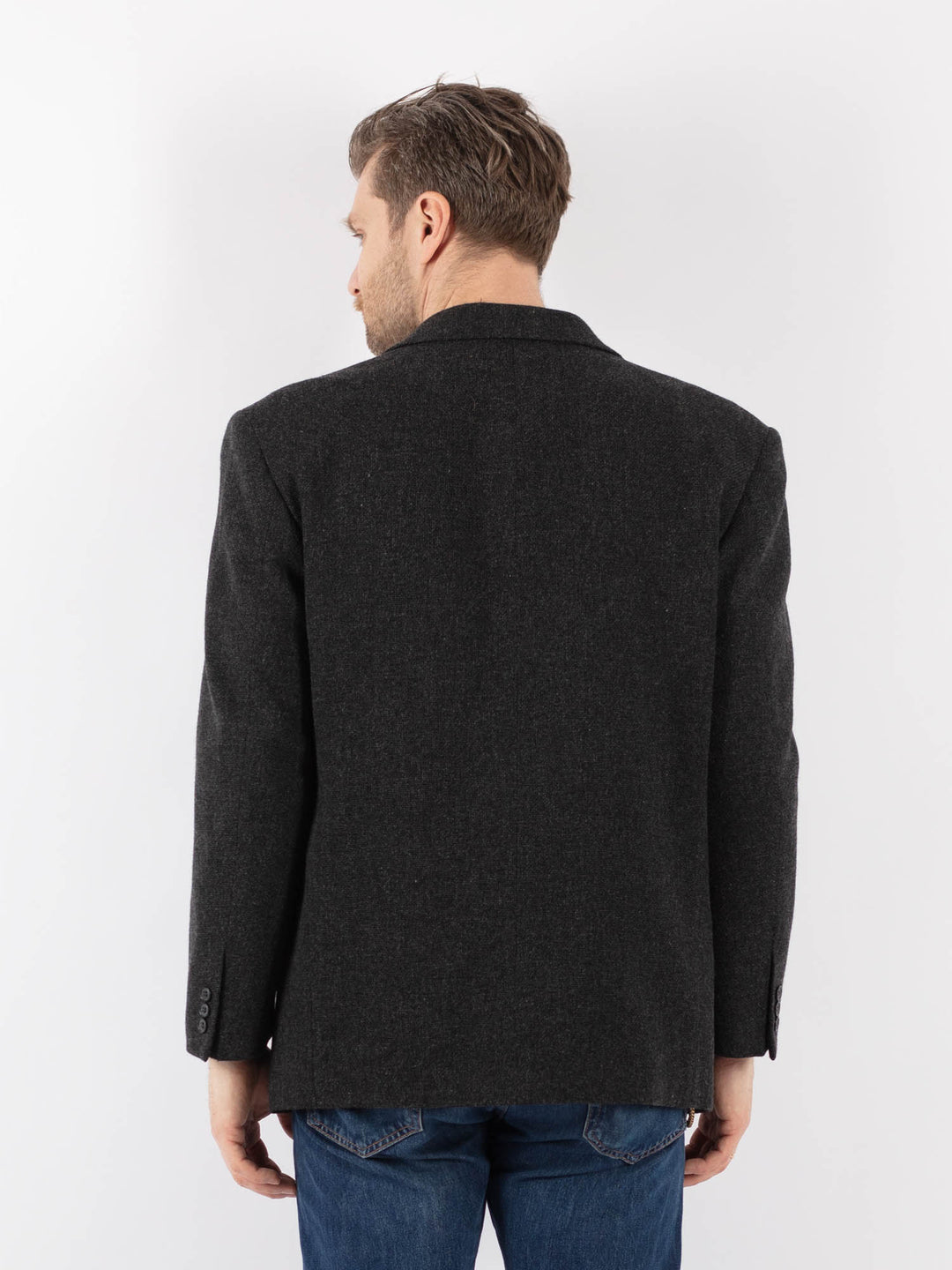 Vintage 70's Men Wool Blazer Jacket in GrayZ1192