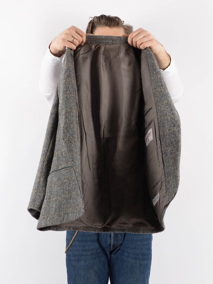 Vintage 70's Men Harris Tweed Jacket in GrayZ1206