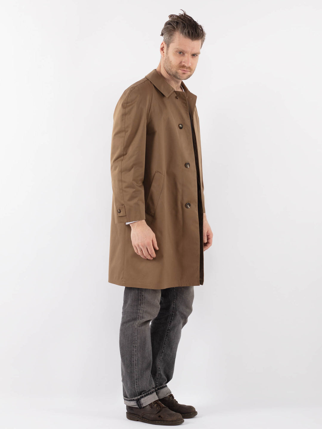 Vintage 70's Men Trench Coat in BeigeZ1090