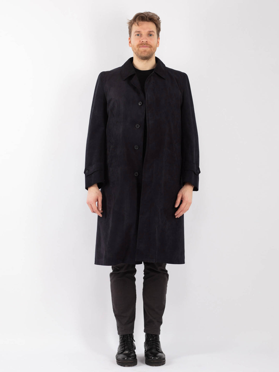 Vintage 70's Men Mac Coat in BlackZ1257