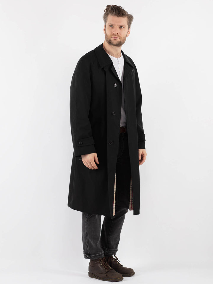 Vintage 70's Men Trench Coat in Black