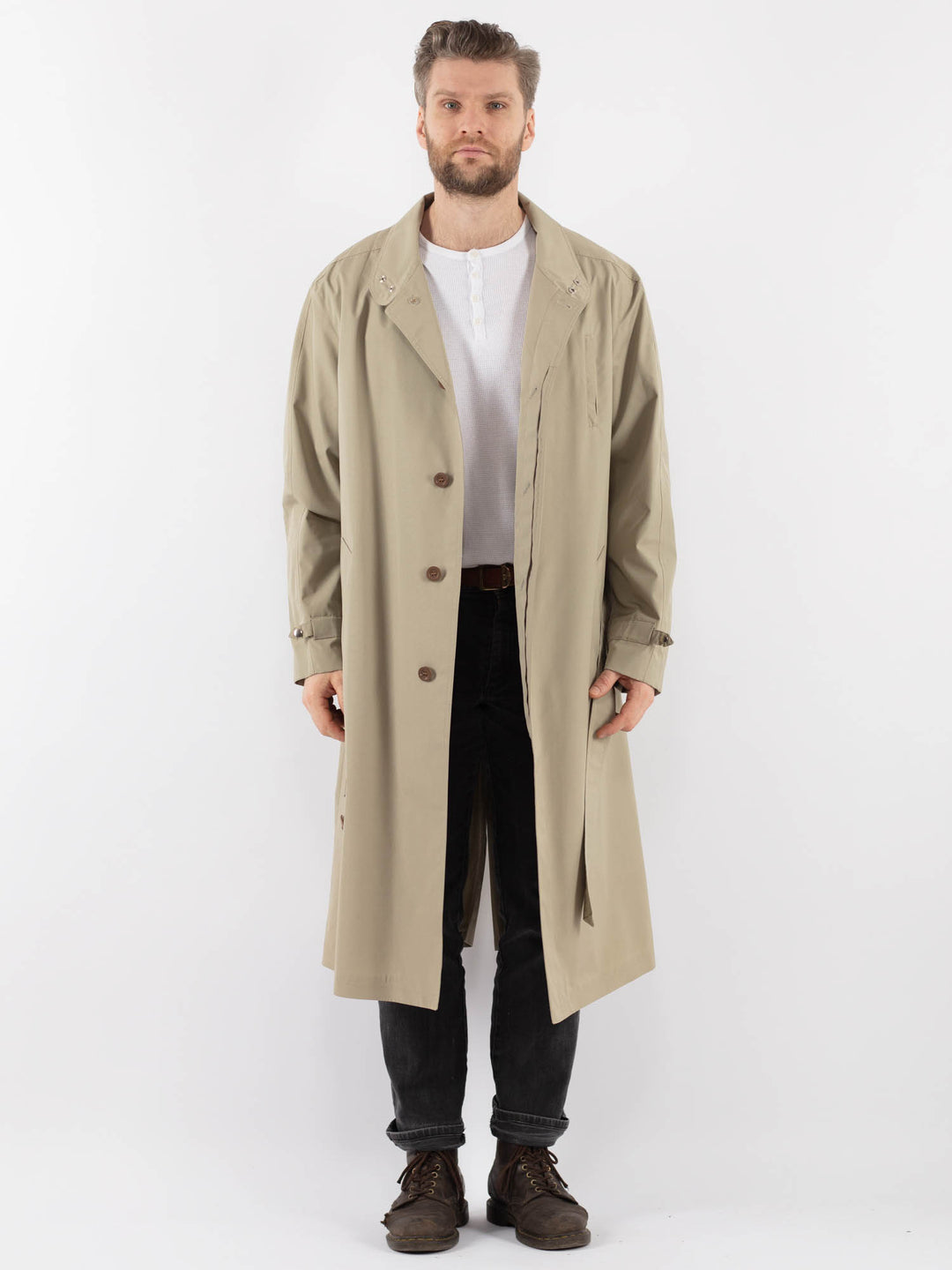 Vintage 70's Men Mac Coat in BeigeZ945