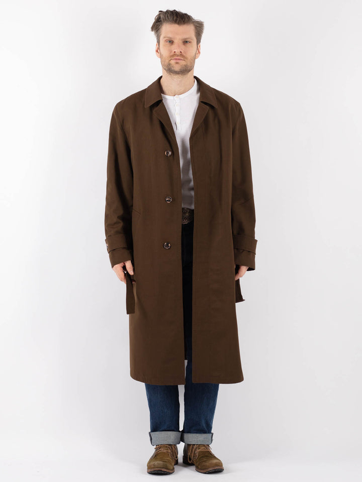 Vintage 70's Men Mac Coat in BrownZ1233