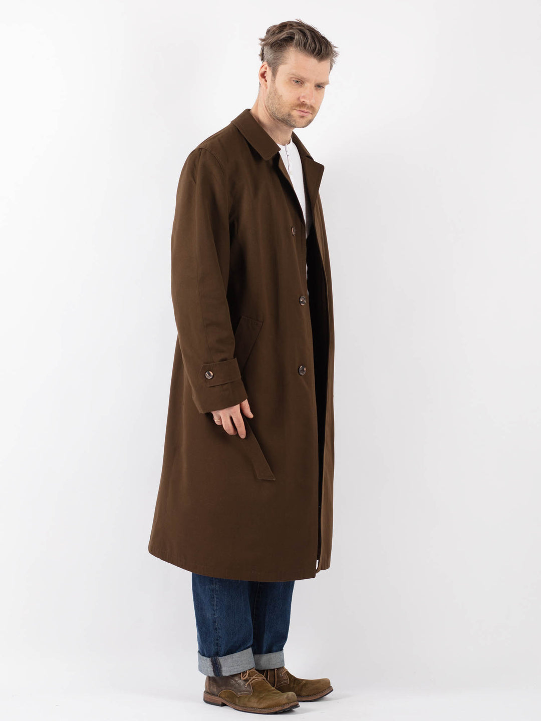 Vintage 70's Men Mac Coat in BrownZ1233
