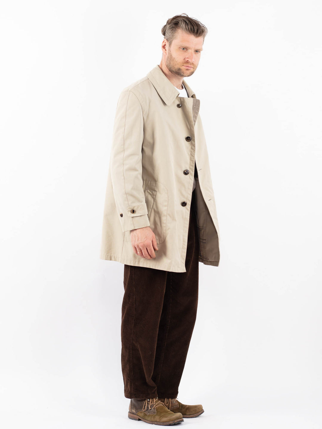 Vintage 70's Men Trench Coat in BeigeZ1669
