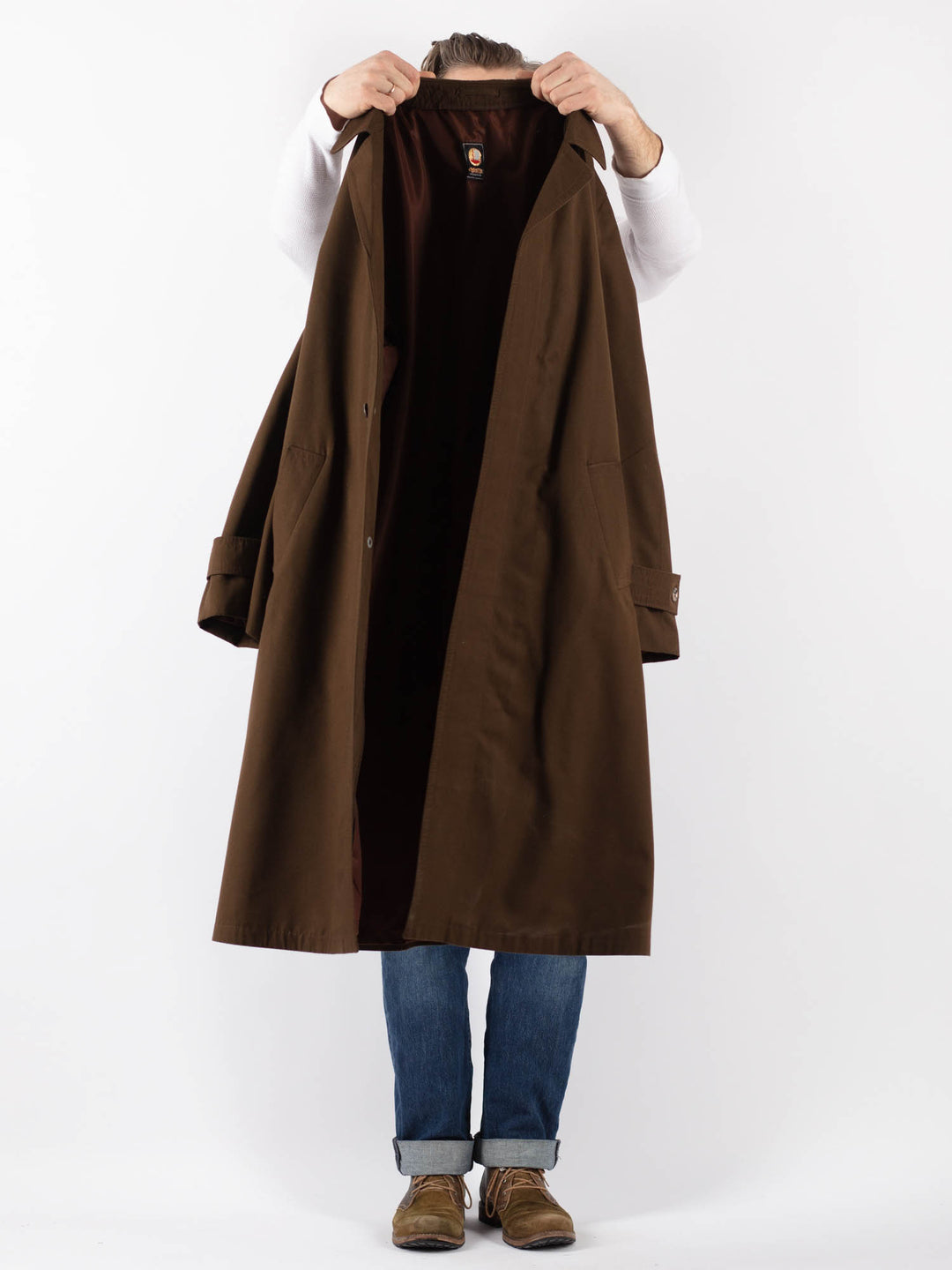 Vintage 70's Men Mac Coat in BrownZ1233