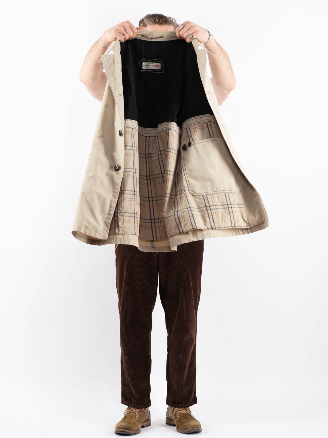 Vintage 70's Men Trench Coat in BeigeZ1669