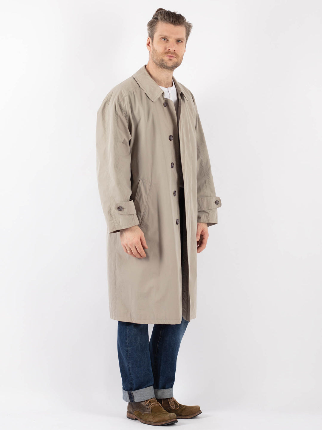 Vintage 70's Men Mac Coat in BeigeZ1235