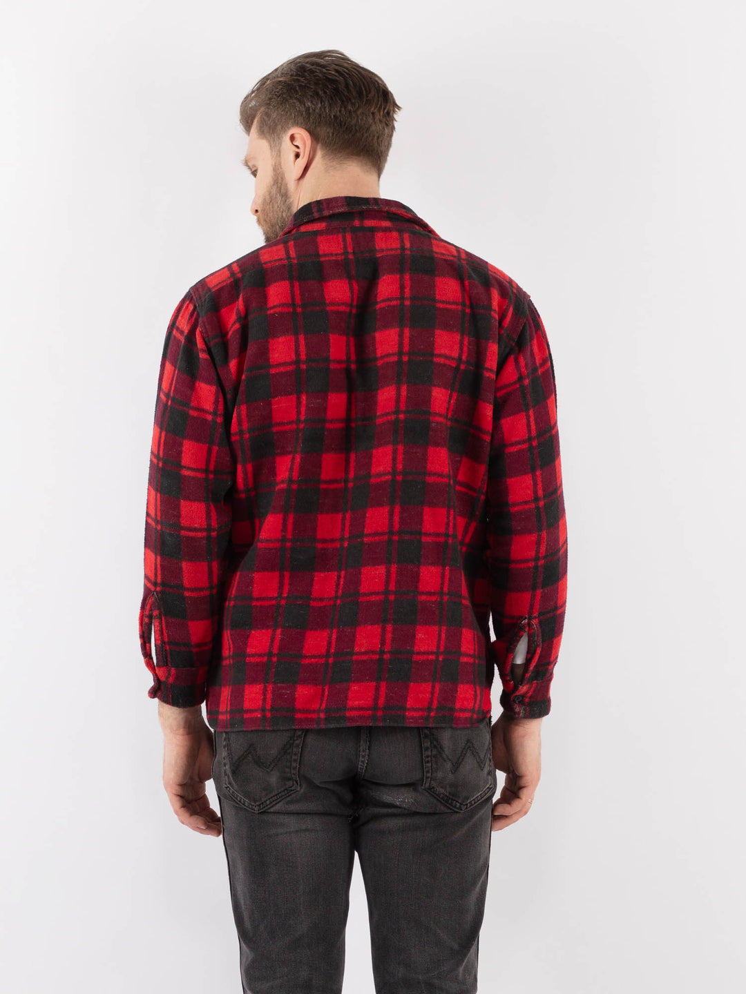 Vintage 70's Men Buffalo Plaid Lumberjack Shirt in Red - NorthernGrip
