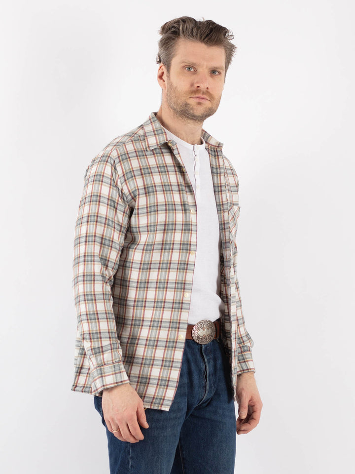 Vintage 70's Men Plaid Flannel Shirt in MultiZ1166