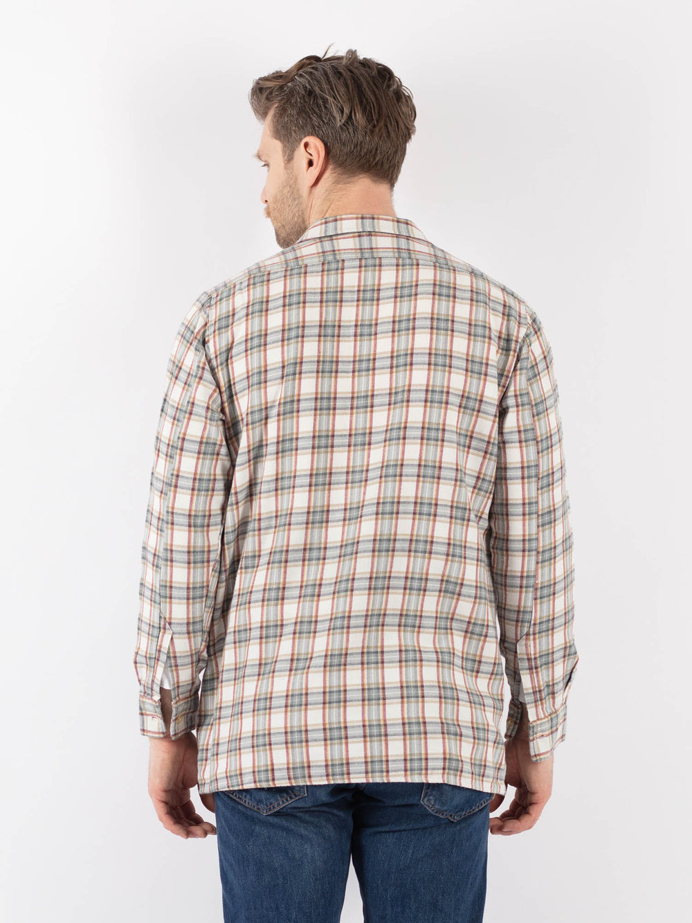 Vintage 70's Men Plaid Flannel Shirt in MultiZ1166