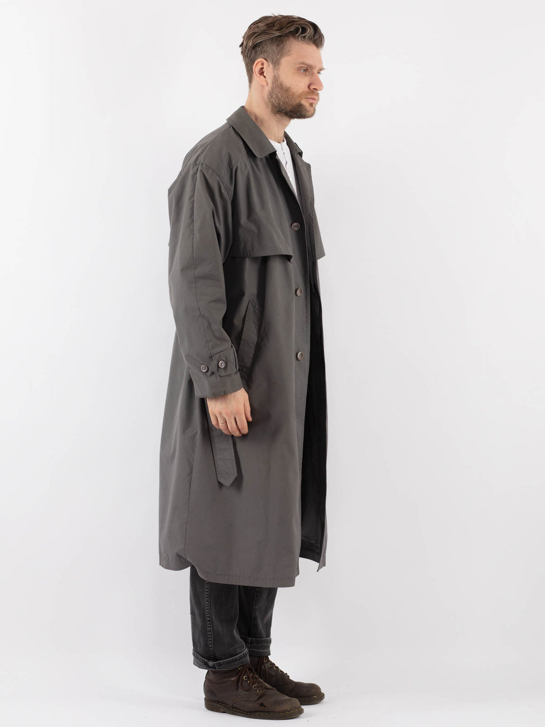 Vintage 70's Men Trench Coat in GrayZ942