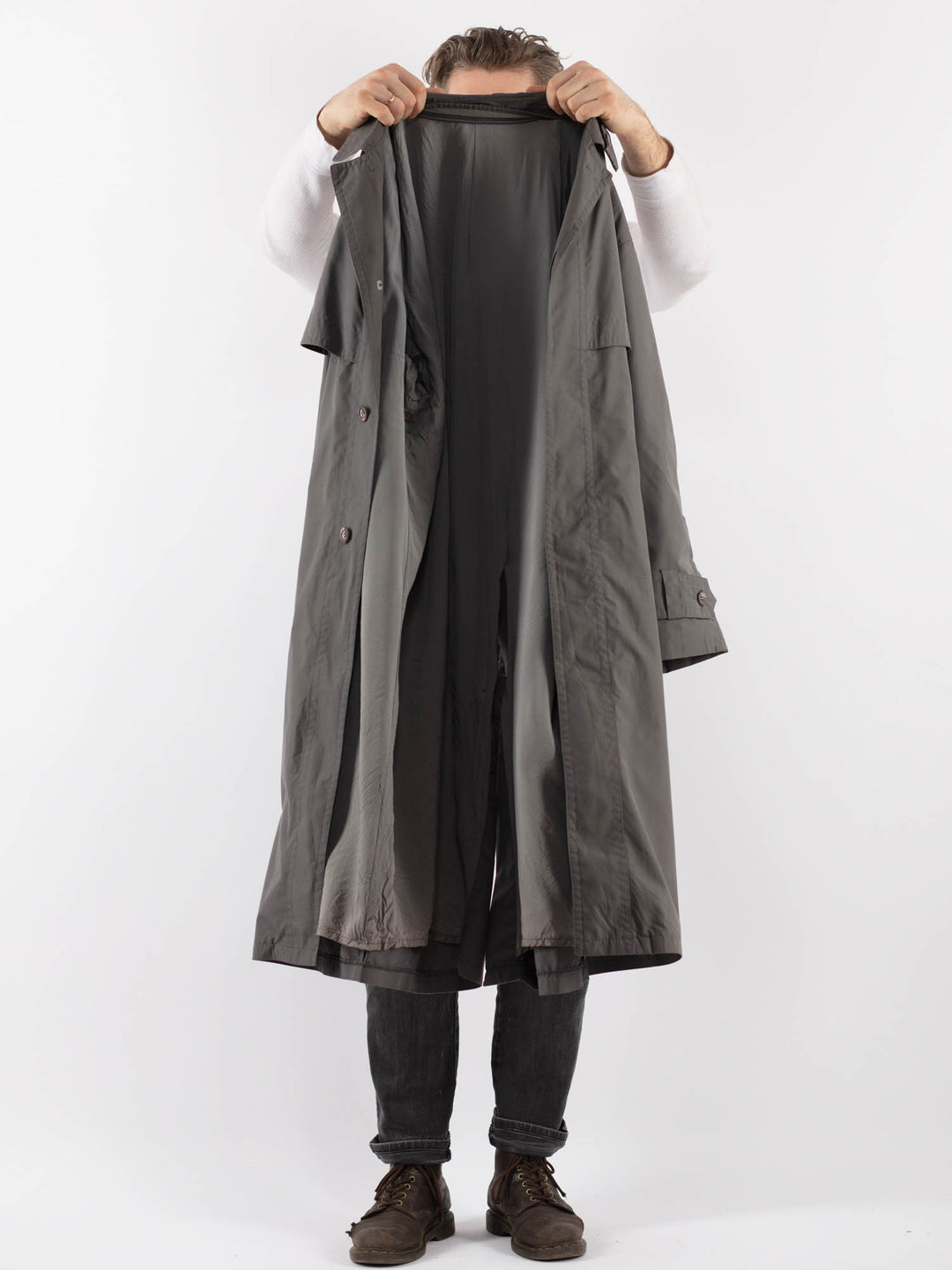 Vintage 70's Men Trench Coat in GrayZ942