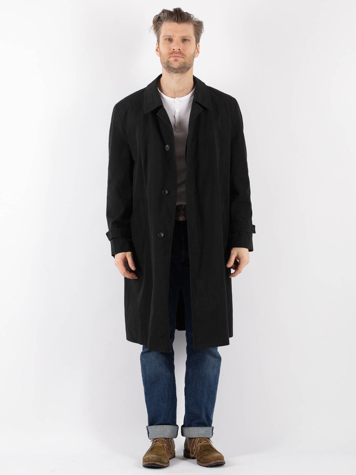Vintage 70's Men Trench Coat in BlackZ1212