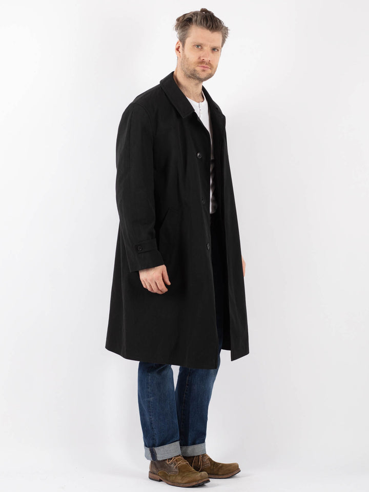 Vintage 70's Men Trench Coat in BlackZ1212