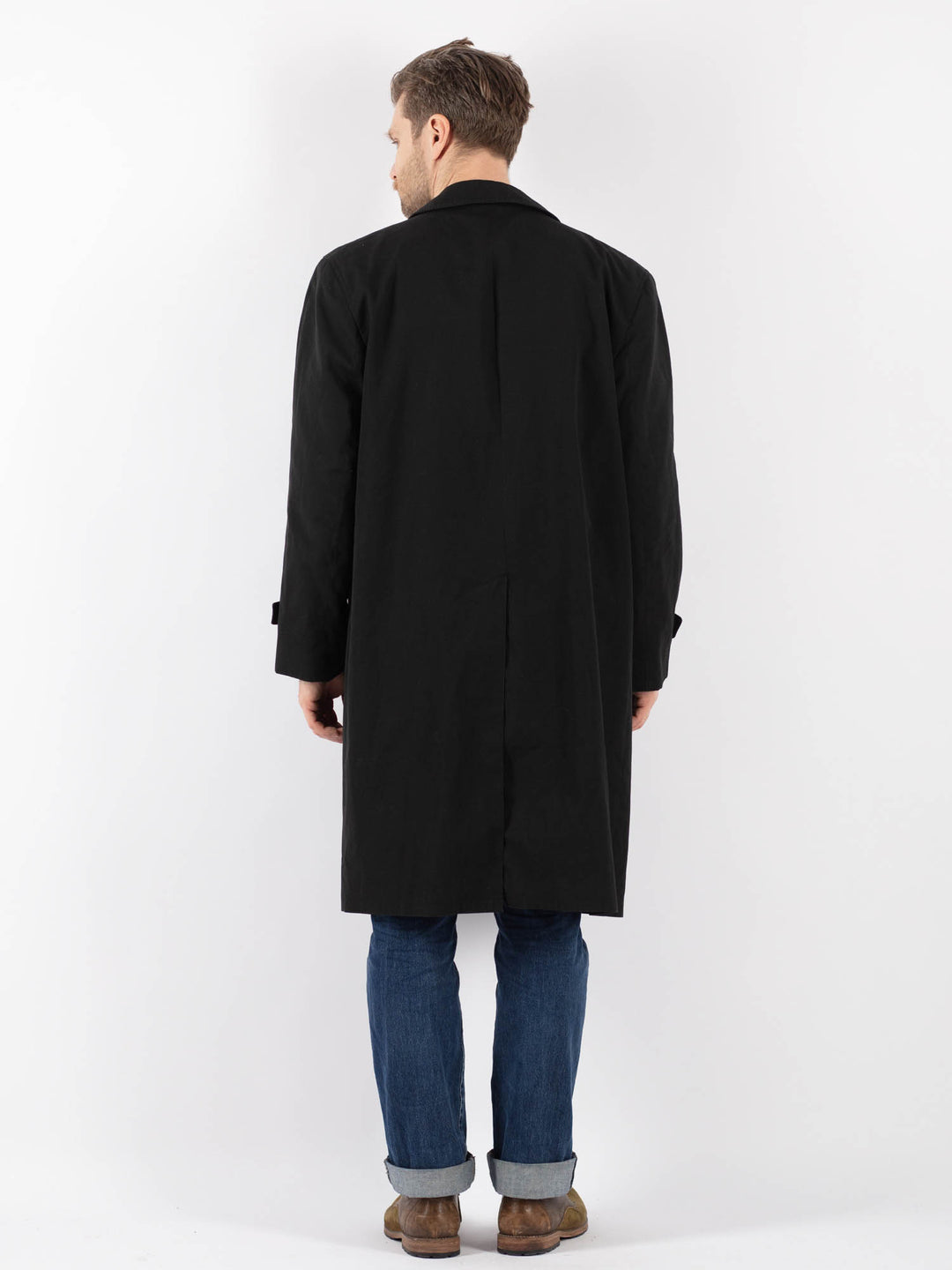 Vintage 70's Men Trench Coat in BlackZ1212