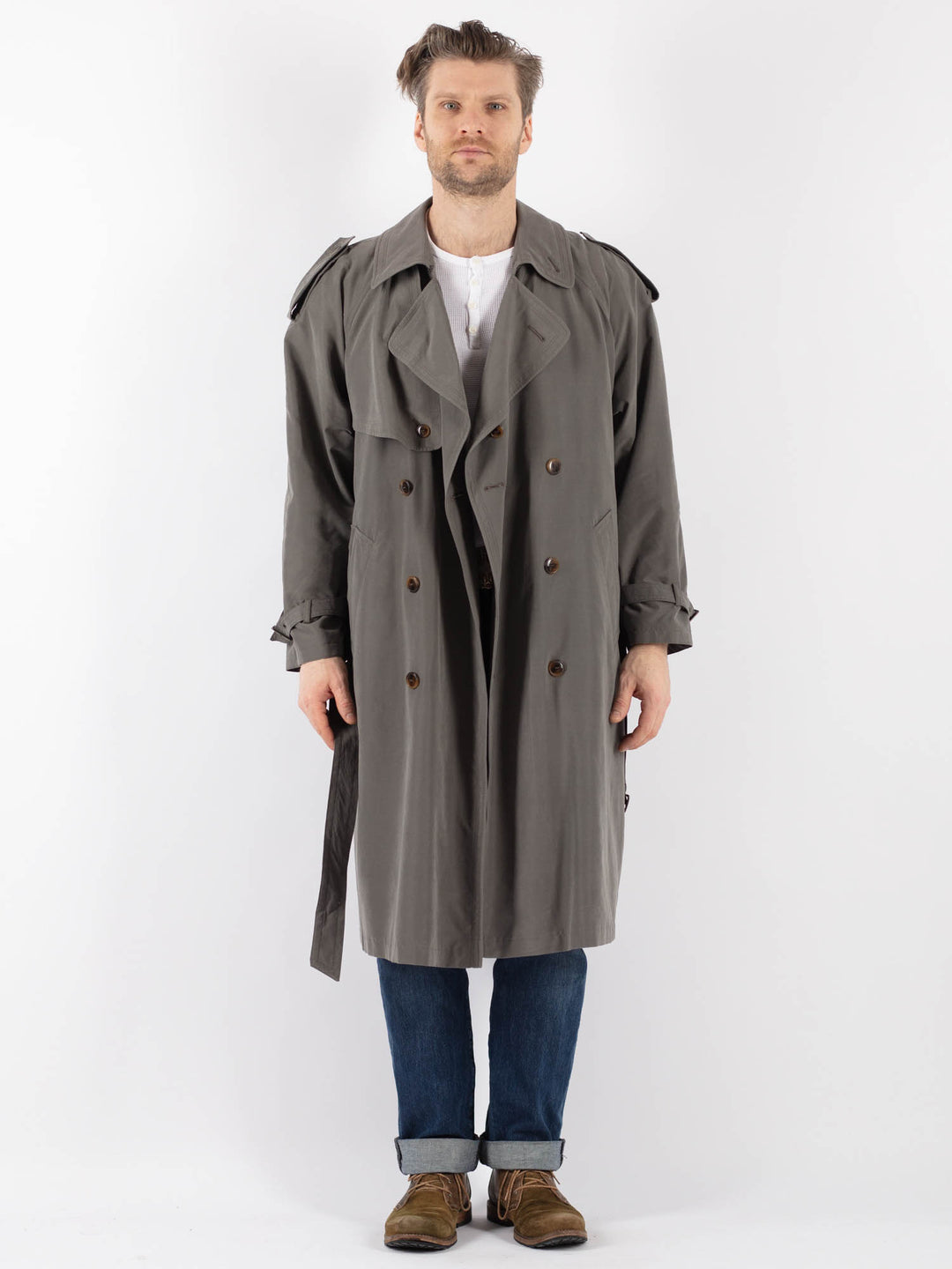 Vintage 70's Men Trench Coat in GrayZ1213