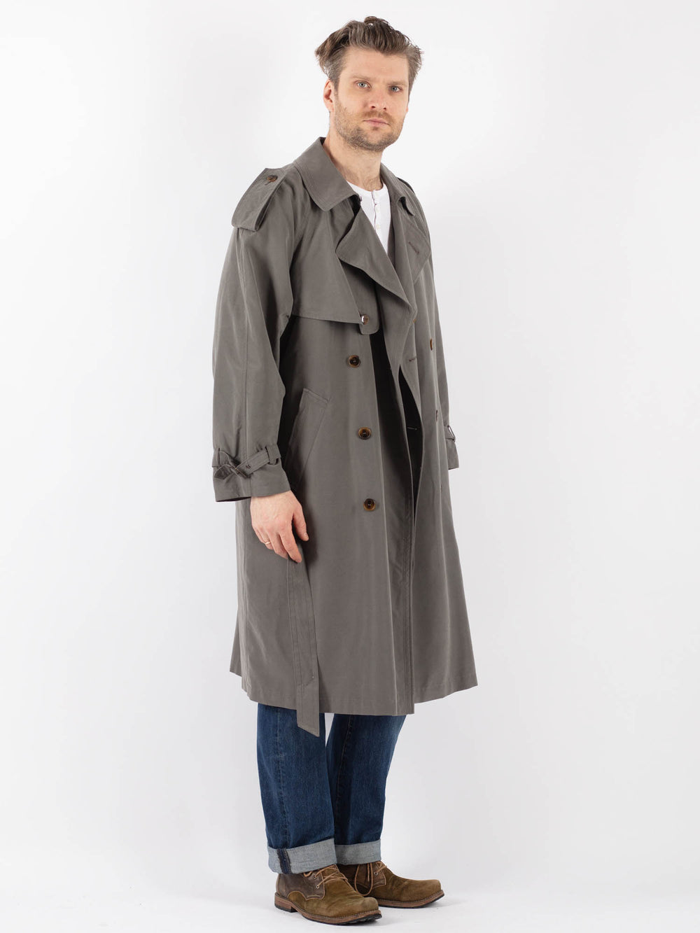 Vintage 70's Men Trench Coat in GrayZ1213