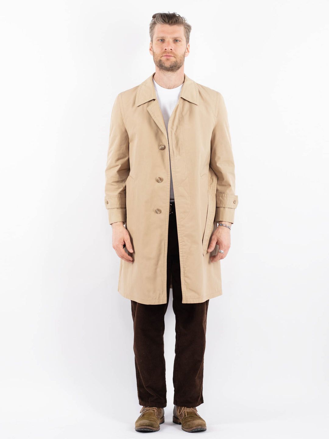 Vintage 70's Men Trench Coat in BeigeZ1653